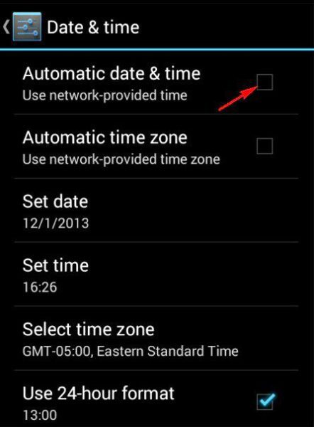 Change Date and Time Settings Error Code 505