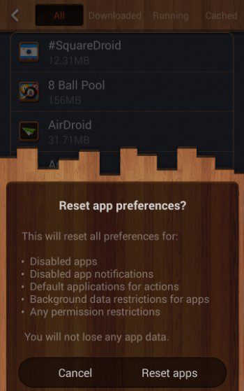 Reset App Preference Error Code 505
