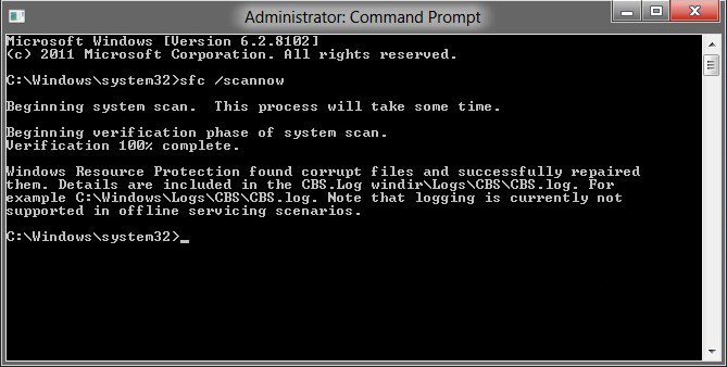 Scanning System Files (sfc/scannow)