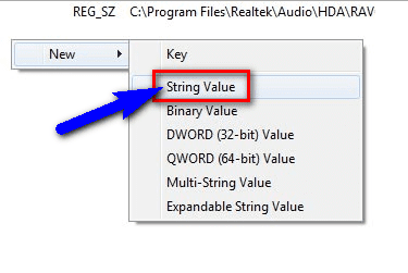 Add a registry key value manually