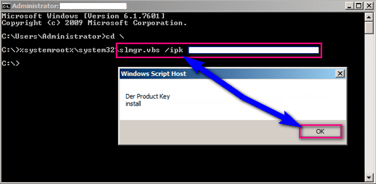 By using Multiple Activation Key in CMD