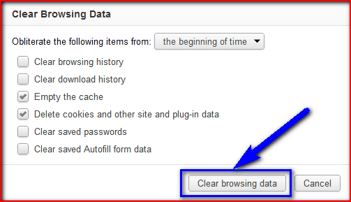 Clear your Browsing Data cookies and cache Error 21