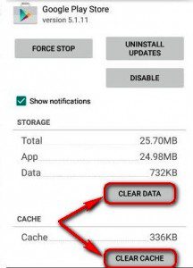 Clear Data & Clear Cache