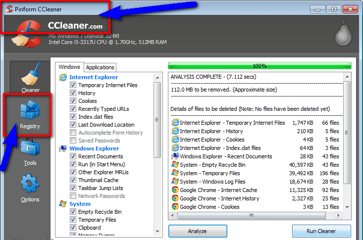 Fix by Cleaning the Registry from Ccleaner
