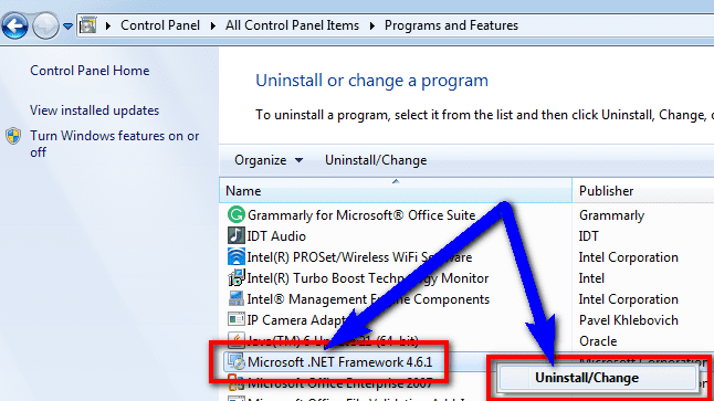Uninstall the .NET framework and reinstall it again