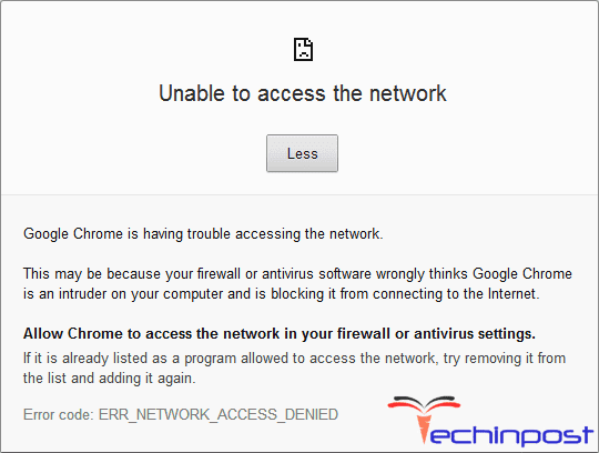 ERR_NETWORK_ACCESS_DENIED