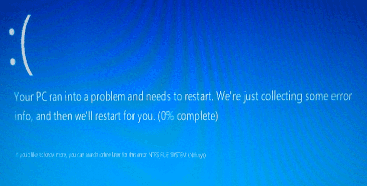 windows ntfs error message