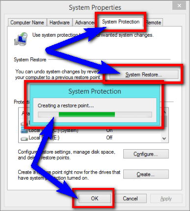 Run System Restore & Create a Restore Point ERR_BLOCKED_BY_CLIENT