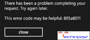 Error Code 805a8011