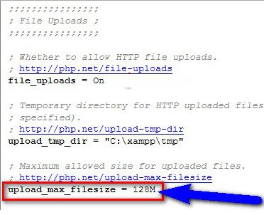 Modify PHP.ini file for Upload limit Error 413
