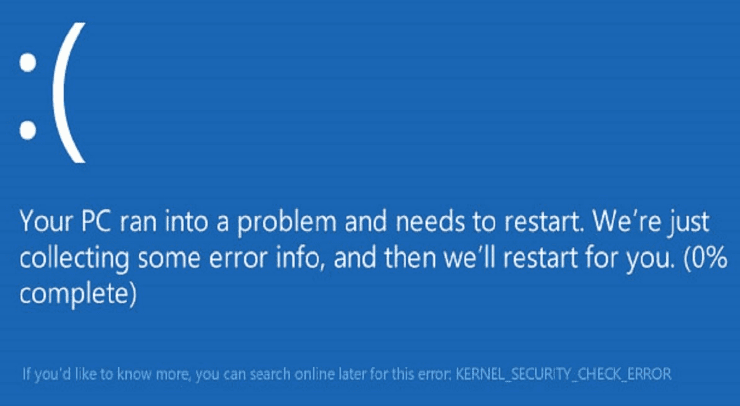 KERNEL SECURITY CHECK FAILURE