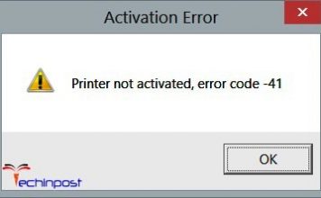 printer not activated error code 41