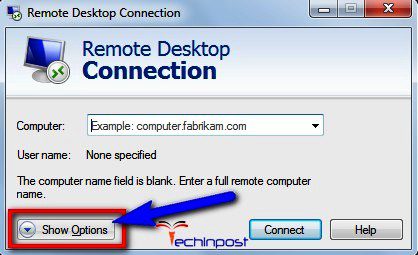 Again search for "Remote Desktop Connection" & click on the options tab there How to Connect Two Laptops