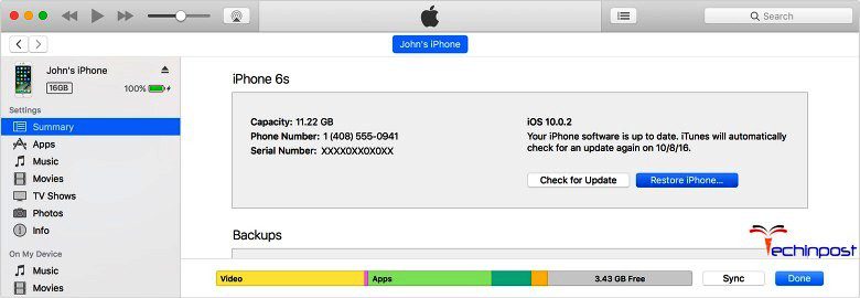 Erase your iPhone Device with iTunes