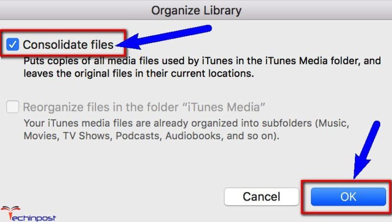 Consolidate the Media File in your iTunes Library Error 54