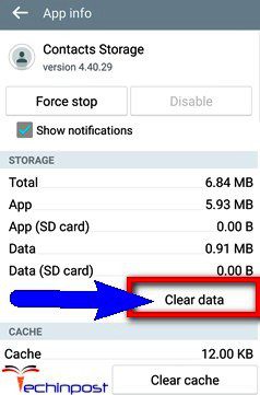 Clear Contacts Storage from your Device Unfortunately The Process Android.Process.Acore Has Stopped