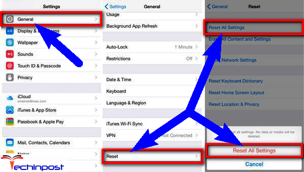 Reset all Settings from your iPhone Device