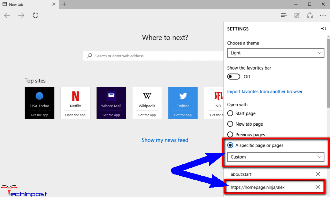 Set a Custom Startup Page on your Microsoft Edge Browser