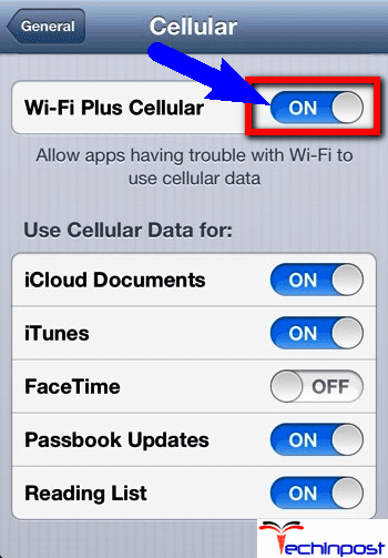Turn OFF the WiFi Connection (WiFi Plus Cellular)