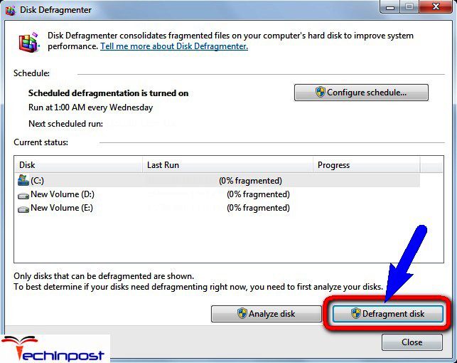 Run the Disk Defragmentation on your Windows PC IRQL_NOT_LESS_OR_EQUAL