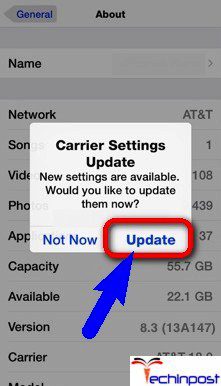 Update your Carrier Settings Could Not Activate Cellular Data Network