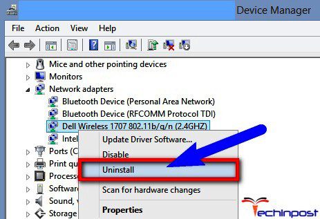 Uninstalling Network Adapters from Device Manager