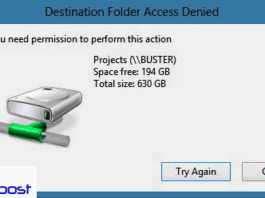 Destination Folder Access Denied