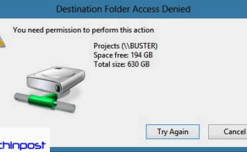 Destination Folder Access Denied