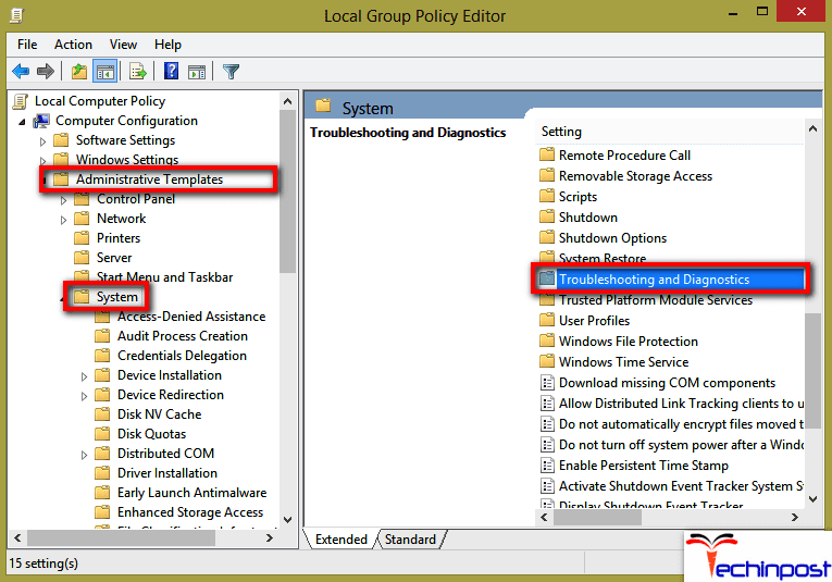 Inside theÂ Local Group Policy Editor try to navigate to the directory given below