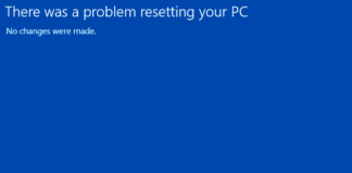 There was a Problem Resetting your PC