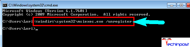 Use Command Prompt to Un-register the msiexec.exe File The Windows Installer Service Could Not Be Accessed