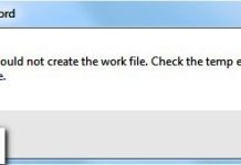 Word Could Not Create the Work File