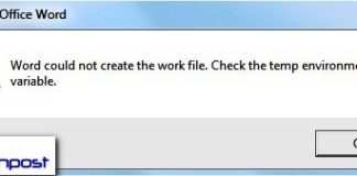 Word Could Not Create the Work File