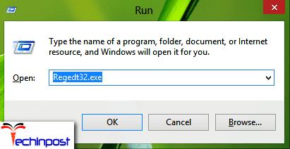 typeÂ Regedt32.exeÂ in theÂ RunÂ dialog box and press Enter for opening the Registry Editor