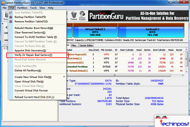 Check the Bad Sector of the Partitions