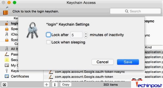 Turning OFF your keychain Auto-Lock