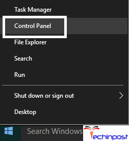 Type Control Panel in the search box and selectÂ Control Panel to open it