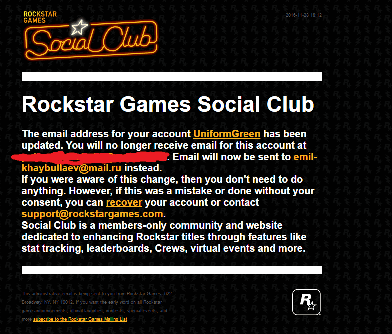 rockstar games mailing list Verification