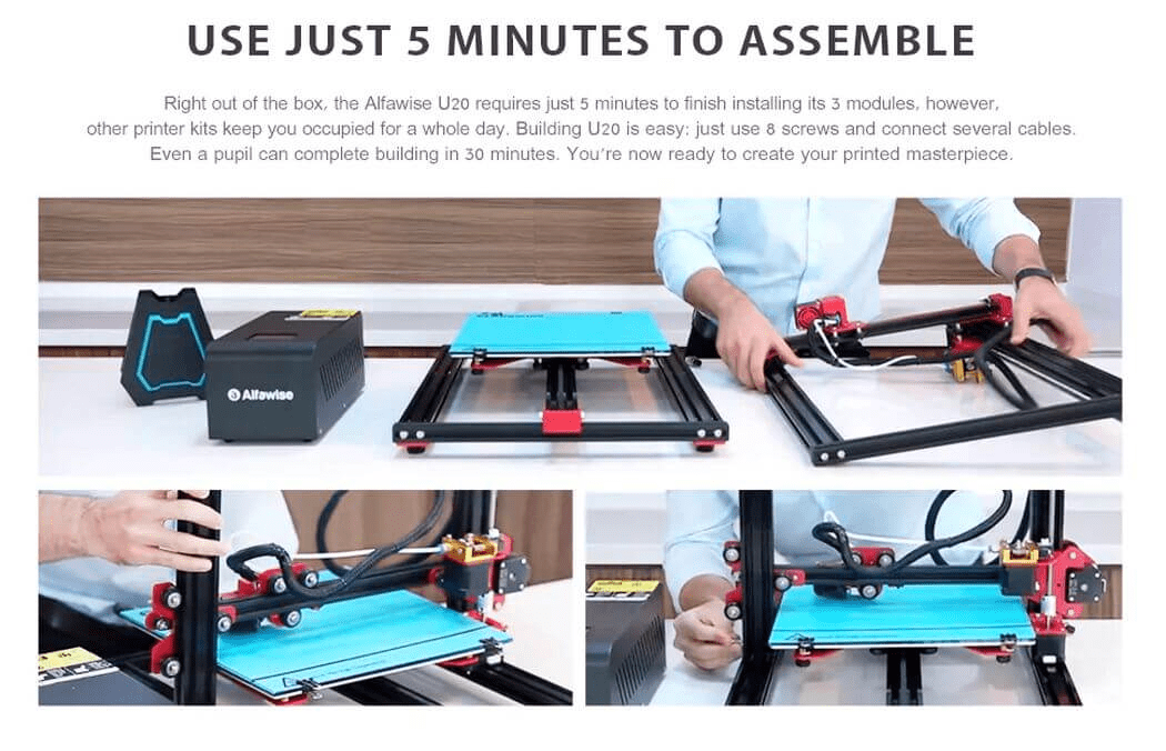 Alfawise U 20 Large Scale DIY 3D Printer Assembling