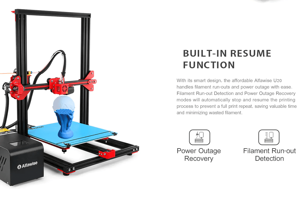 Alfawise U 20 Large Scale DIY 3D Printer Resume Option