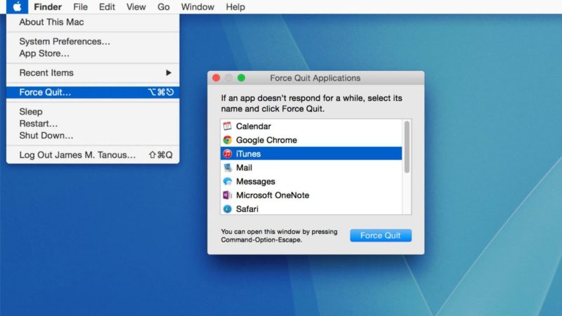 Force Quit iTunes & Restart Your Computer