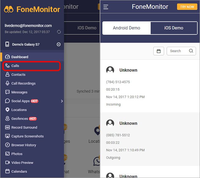 Monitor Call Logs & Check Contacts