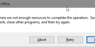 Not Enough Resources Are Available To Complete This Operation Error