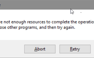 Not Enough Resources Are Available To Complete This Operation Error