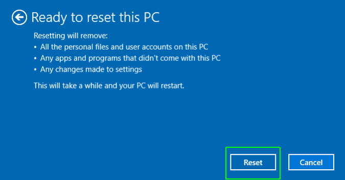windows reset This Operation Requires an Interactive Window Station