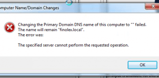 The Specified Server Cannot Perform the Requested Operation