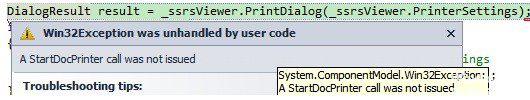 A StartDocPrinter Call Was Not Issued Error