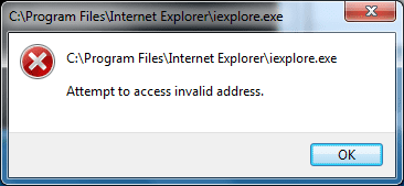 Attempt To Access Invalid Address