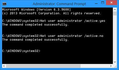 Built-in Administrator Account on CMD
