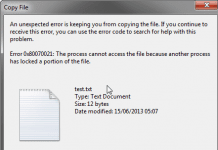 The Process Cannot Access the File Because Another Process has Locked a Portion of the File